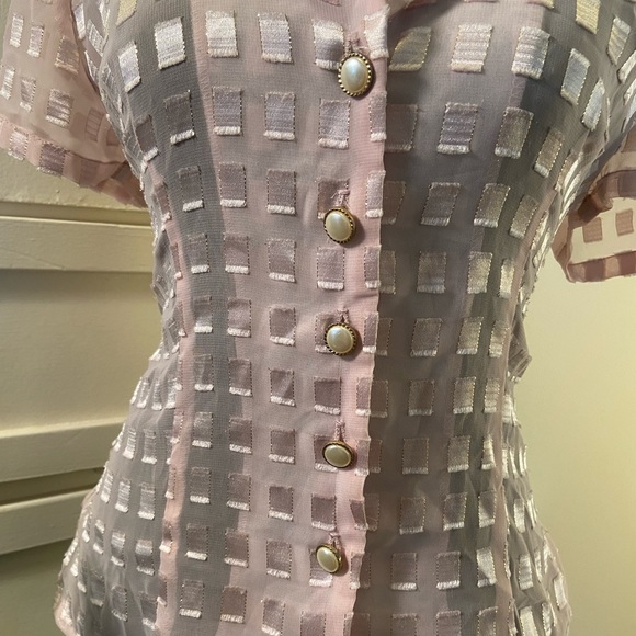 Vintage Button Up Blouse | Sheer Blouse - Picture 3 of 8